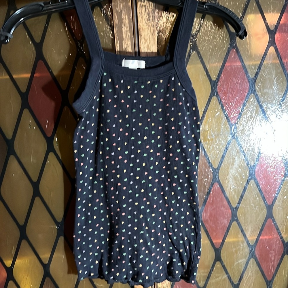 ✨2 for $15✨ Ambiance Apparel faded black tank top w/ multicolor hearts